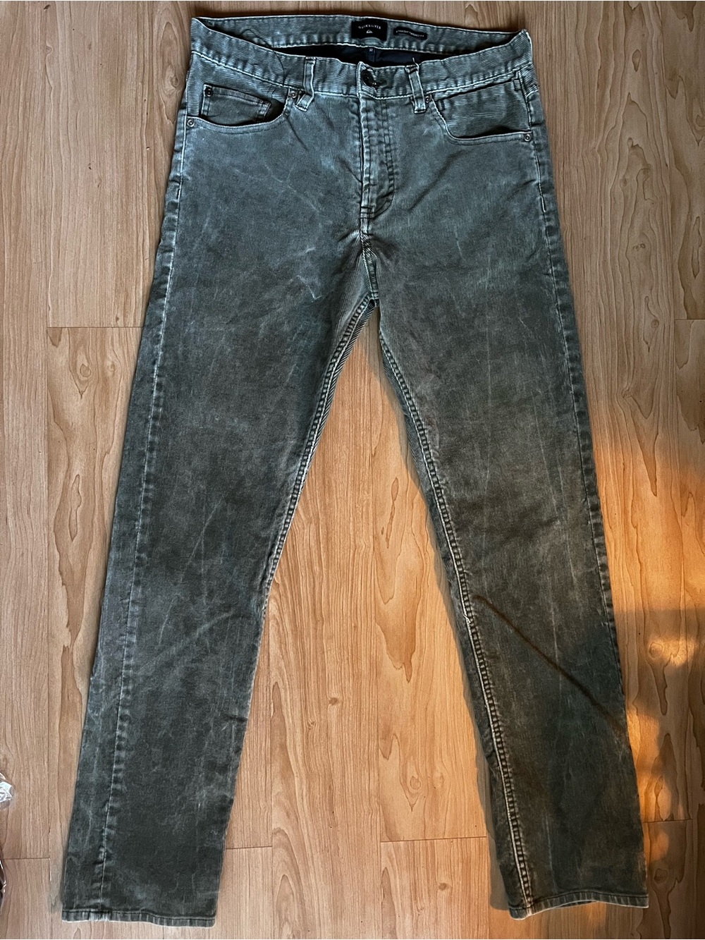 Fisherman Corduroy gorpcore Men's Green Casual Jeans straight tapered fit w 32